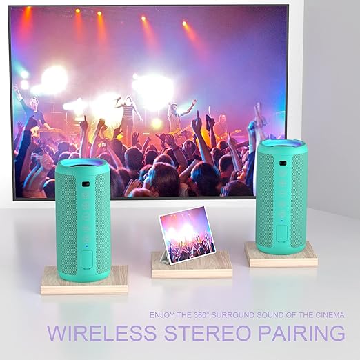 it's an auditory experience that's truly unparalleled.Waterproof Wireless Speaker with 24W Loud Stereo Sound, Outdoor Speakers with Bluetooth 5.0, 30H Playtime,66ft Bluetooth Range