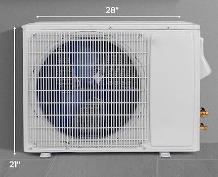 this mini split air conditioner is powerful enough to cool or heat rooms up to 1250 sq.ft, 18000 BTU COOLING SIZE 208-230V, 21, 12000 BTU