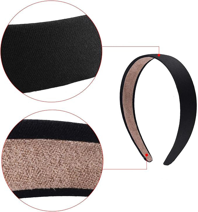 these black satin headbands are made of high quality plastic and satin fabric, durable and with good elastic,  18 Pcs Fashion Headbands for Women Girls, 1 Inch Satin Headbands Wide Non-slip