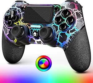 , you need to hold down 'share + home' for 3 seconds. The controller's white light would flash, Black Crack Custom Design with RGB Light,1000mah Battery, 3.5mm Audio Jack and Turbo Function,Compatible with PS4/Slim/Pro and Windows PC