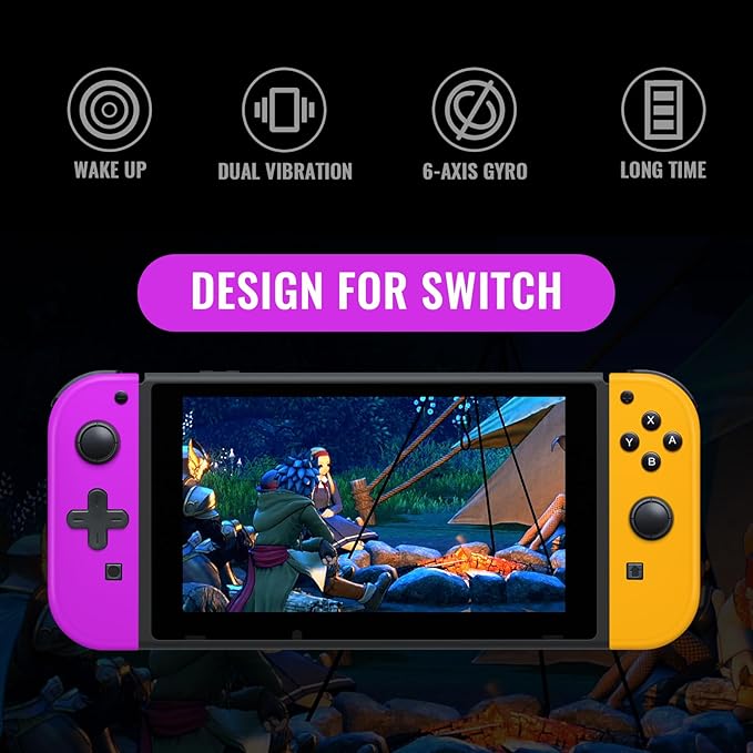 press and hold the HOME button to wake up the switch. The built-in 6-axis gyro support,  Switch Controller Support Wake-Up Function and 6-Axis Gyro, Switch L/R Controller Compatible for Switch/Lite/OLED,omatosensory tracking,