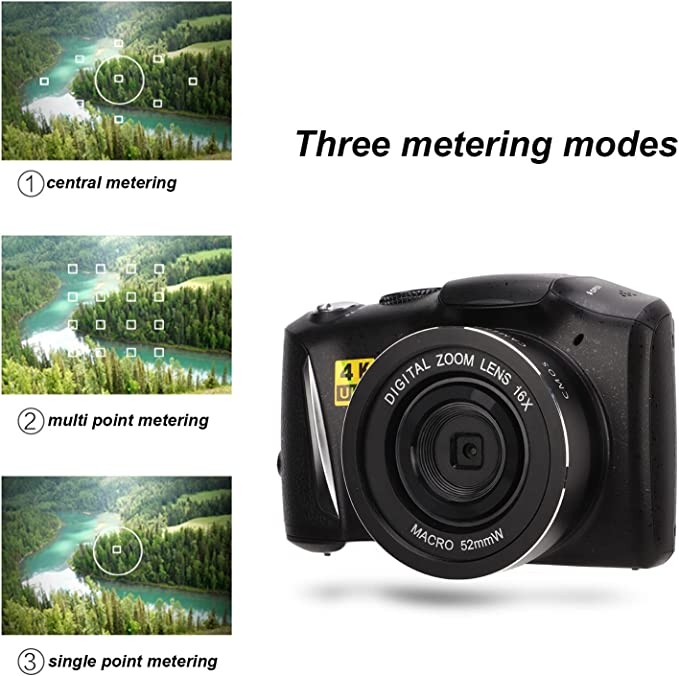 4K Digital Camera, 48MP HD Digital Video Camera Camcorder with 3.2in IPS Screen, 16X Digital Zoom Vlog Camera, for Photography