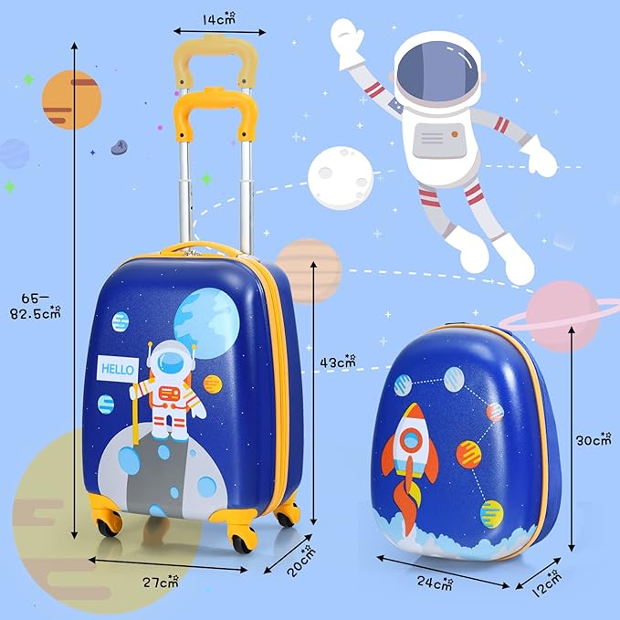 a large carry-on suitcase provide ample space for kids to store books, Kids Carry On Luggage Set, 16