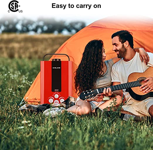 Tankless Water Heater, GASLAND Outdoors BE158R 1.58GPM 6L Portable Gas Water Heater, Instant Propane Water Heater, Overheating Protection, Easy to Install