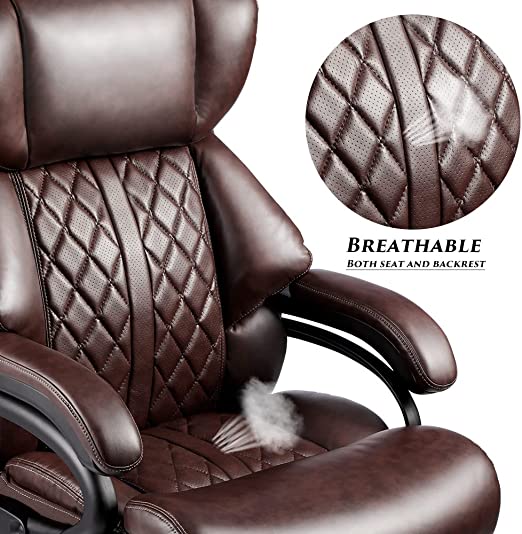 Executive Office Chair Ergonomic PU Leather Office Chair.Lumbar Support with Adjustable High Back Lumbar Support. Modern Executive Chair and Computer Desk Chair, for Heavy People Executive