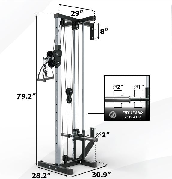17 different heights to hit every muscle from every angle, Dual Pulley Machine. Home Cable Attachment Station for Pulley System