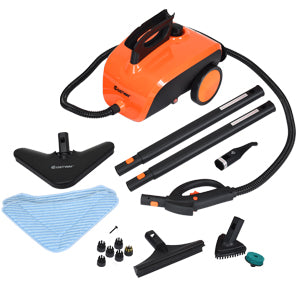 Steam Cleaner with 19 Accessories, Heavy Duty Household Steamer Chemical-Free Cleaning, 1.5L Dual-Tank Rolling Cleaning Machine for Carpet, Floor, Window and Car