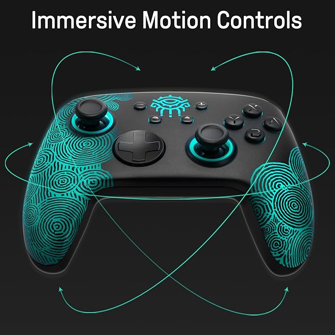 The surface decoration of controller design is seamlessly harmonized with lighting effects. Switch Manette/OLED/Lite, FUNLAB Firefly Bluetooth Remote Gamepad with 7 LED Colors/Paddle/Turbo/Motion Control