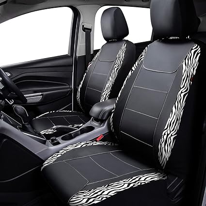 Zebra Waterproof, and easy clean, do not interfer your heated car seats,  Velvet Faux Leather Carbon Fiber 8PCS
