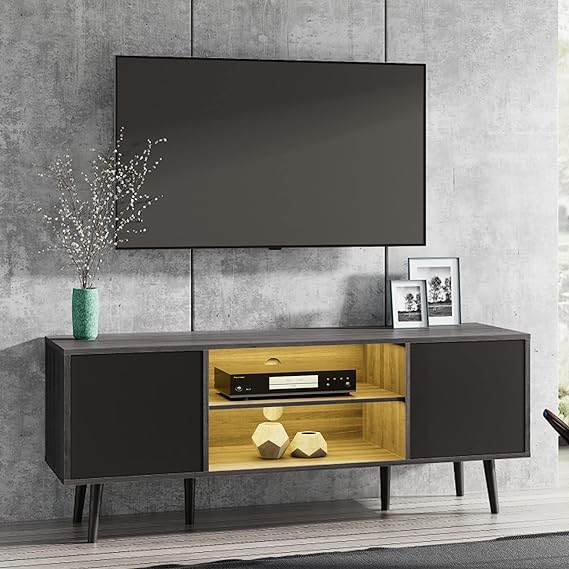 This Black/Brown tv console table will be a perfect spot to hold a TV in your living room and bedroom.