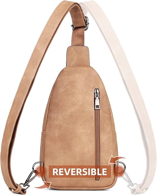 Vegan Leather - Adjustable Sling Backack for Travel Unisex,  designed to provide convenient storage options. It comes with two main compartments