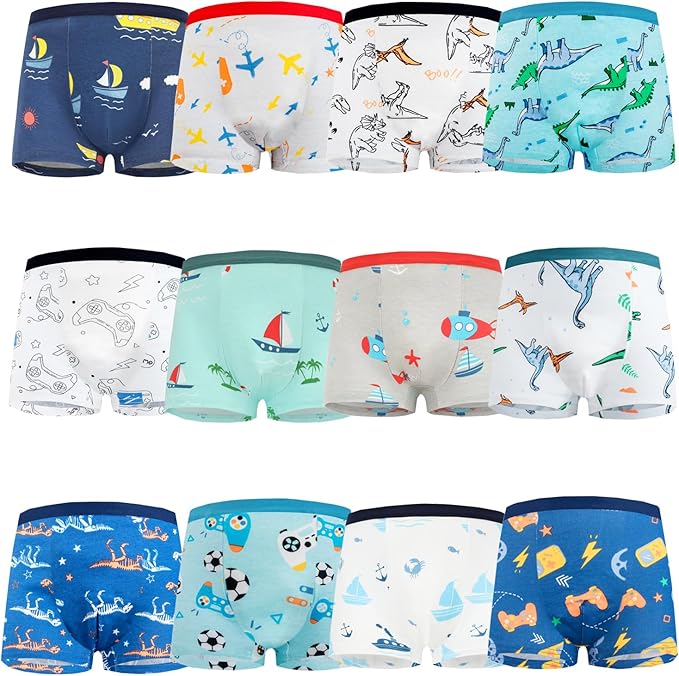 Design for Boys underwear: Pattern include dinosaur, it's fit child interesting. Pack of 12