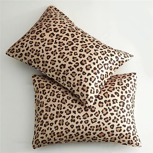 Gold Leopard Printed Pillow Cases Set of 2