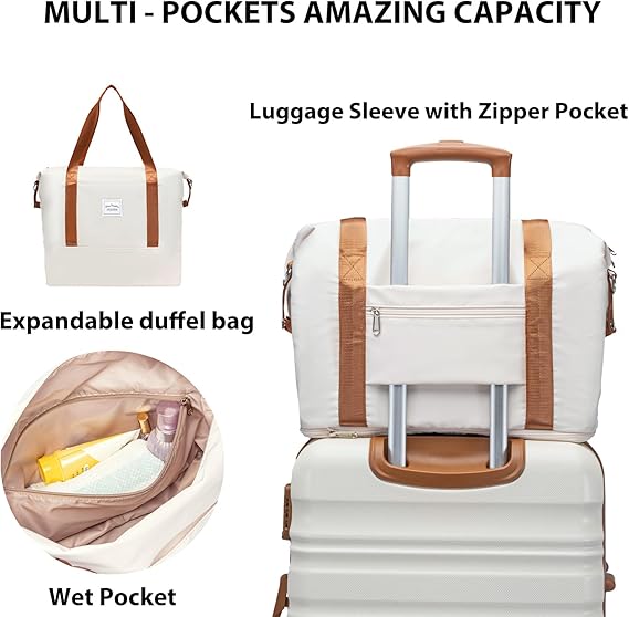TSA Lock Spinner Wheels Luggage Carry on Suitcase 6 piece set, TSA approved combination lock makes your belongings secured and organized in the luggage.