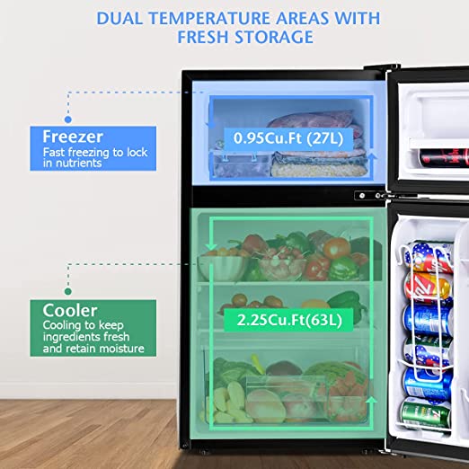 w/2 Reversible Door, Removable Glass Shelves, Apartment Size Refrigerator with Freezer for Home, Office, Dorm (SILVER)