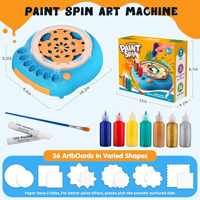 The spinning motion turns simple paint splatters into beautiful designs,Paint Spin Art Machine Kit for Kids, Arts & Crafts Painting Spinner Toys Kits Sets