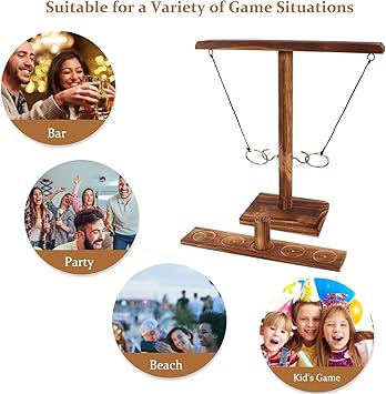 both sides and start the game! Each time you land the hook, move the wooden cup 1 space towards your opponent. Hook and Ring for Adults (Brown, 25cm), Handheld Board Games with Shot Ladder