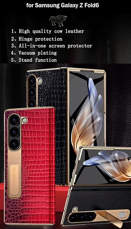 Its quality is far superior to other non cowhide PU shells and inexpensive plastic shells. Leather Case for Samsung Galaxy Z Fold 6, Hinged Cover for Samsung Z Fold6 Phone,Mobile Phone Shell, Leather Holster