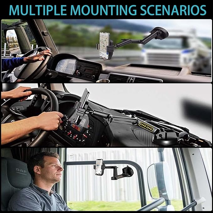 Quick access to your device without cramping your console – just how a trucker likes it. Heavy Duty Super Suction Cup, Cell Phone Holder for Truck Dashboard Windshield 16.9