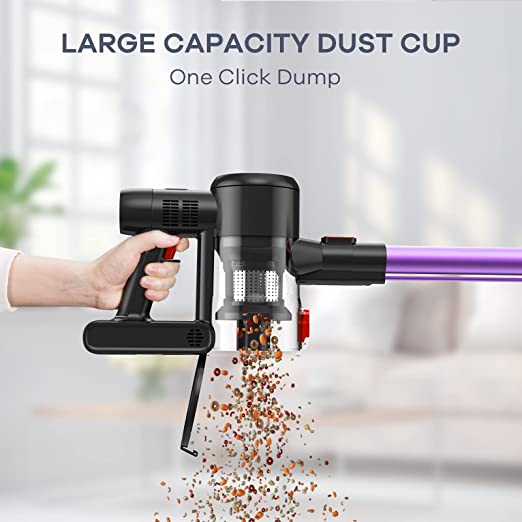 Hi-Speed Brushless Motor, 28Kpa Suction, and up to 40 Minutes Runtime - 6-in-1 Lightweight Design with LED