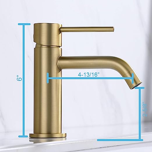 Brushed Gold Bathroom Faucet, Single Handle Gold Faucet for Bathroom Sink, Vanity Sink Faucet Bathroom , Pop Up Drain and Water Supply Hose Included