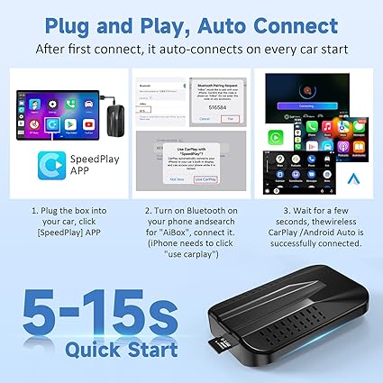 Wireless Adapter for Factory Wired CarPlay Cars,  CarPlay Ai Box, 5GHz WiFi, TF Card, Mirroring, for iPhone/Android, Wireless CarPlay Adapter
