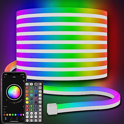 Gaming Led Neon Strip Lights for gaming, Bedroom, living room rope Lights 32.8Ft with App/Remote