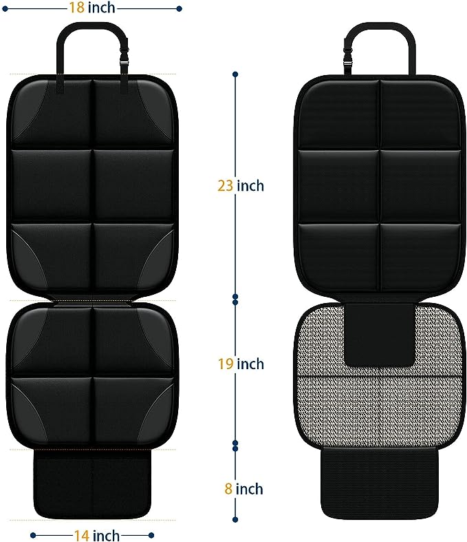 Pack Seat Protectors, no need to spend much time on cleaning works, simply wipe off the dirt with a damp cloth. You can install the MHO+ALL seat protector for carseats in 2 minutes using the adjustable strap, firmly fix the car seat protector in place.