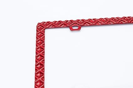3D Waffle Pattern Red License Plate Frame