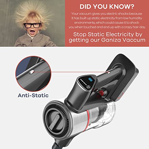 Lightweight Stick Vacuum with LED Display, Detachable Battery Up to 45 Mins Runtime, 350W Powerful Suction