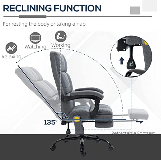 Ergonomic Vibrating Massage Office Chair High Back Executive Chair with USB Port, Remote Control, Side Pocket and Footrest