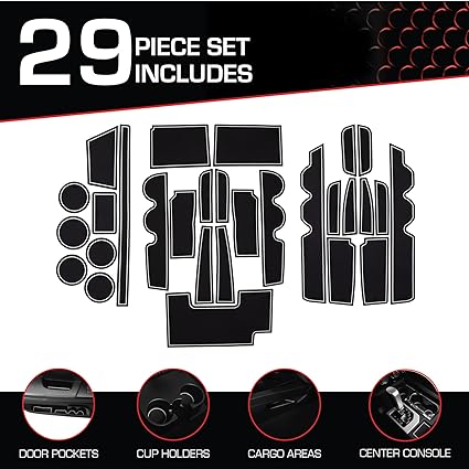 Non-Slip Anti Dust Cup Holder Inserts, Center Console Liner Mats Tundra Accessories