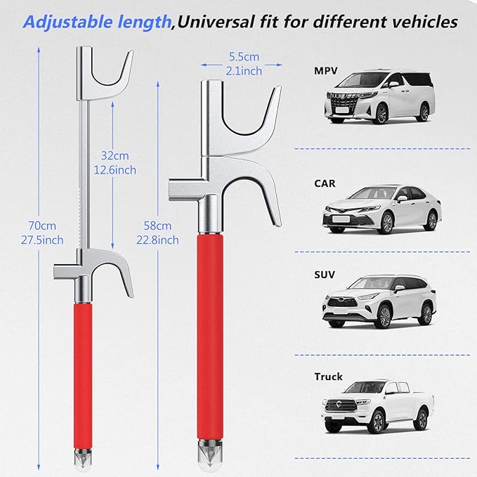 Car Lock, Anti-Theft Car Accessories with 3keys- Car Lock Anti-Theft, Universal Fits Steering Wheel Locks for Car