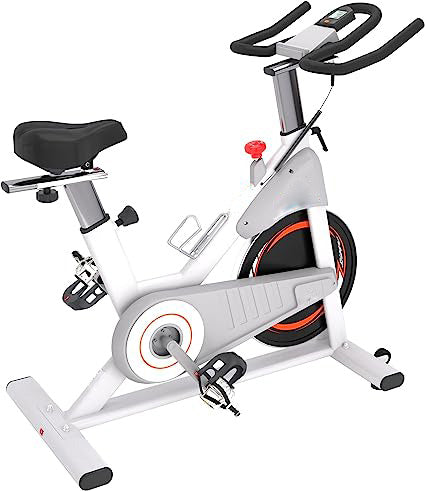 Exercise Bike Indoor Cycling Bike Stationary Cycle Bike with Heart Rate Sensor, Quiet Belt Drive with LCD Monitor, Support