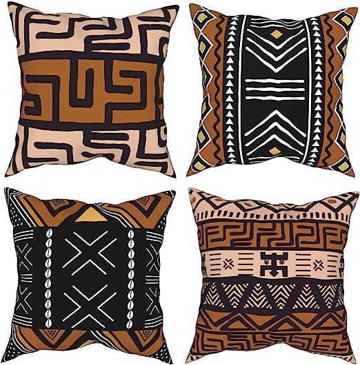 Throw Pillow Covers 18 x 18 inch Set of 4, Modern Stripe Geometric Farmhouse Decorative Pillow Cover