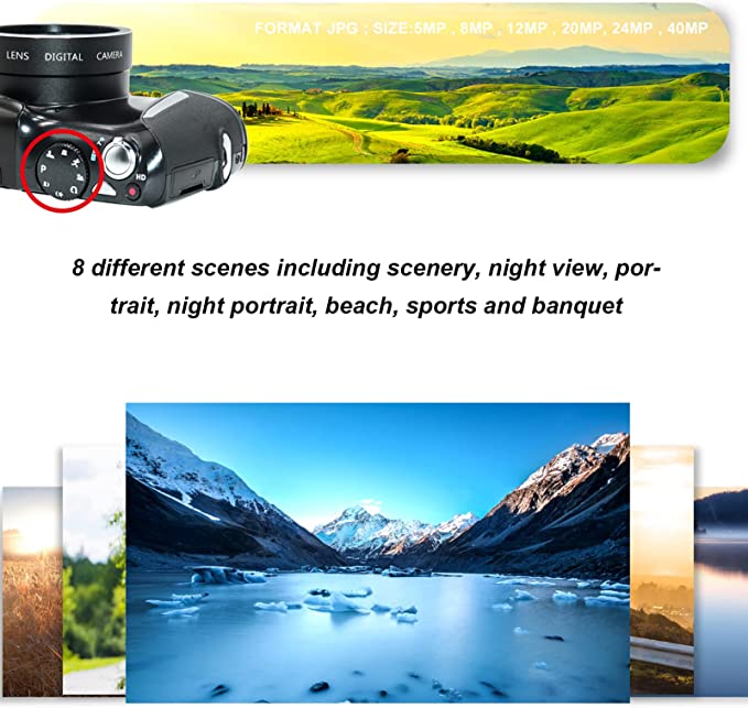 4K Digital Camera, 48MP HD Digital Video Camera Camcorder with 3.2in IPS Screen, 16X Digital Zoom Vlog Camera, for Photography