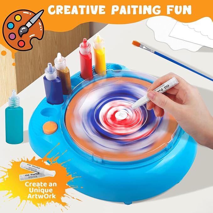 The spinning motion turns simple paint splatters into beautiful designs,Paint Spin Art Machine Kit for Kids, Arts & Crafts Painting Spinner Toys Kits Sets