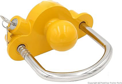 Trailer Hitch Storage Security Lock, Heavy Duty Universal Adjustable Coupler Lock - Yellow