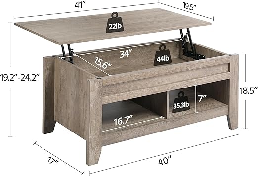 smooth and silent operation.Lower Shelf, Dining Center Table for Living Room Reception Room, 41in L,