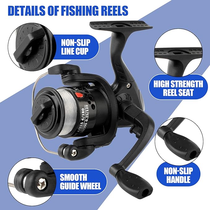 portable, very convenient to carry around.Small body, high strength, Fishing Pole Fishing Rod and Reel Combos,