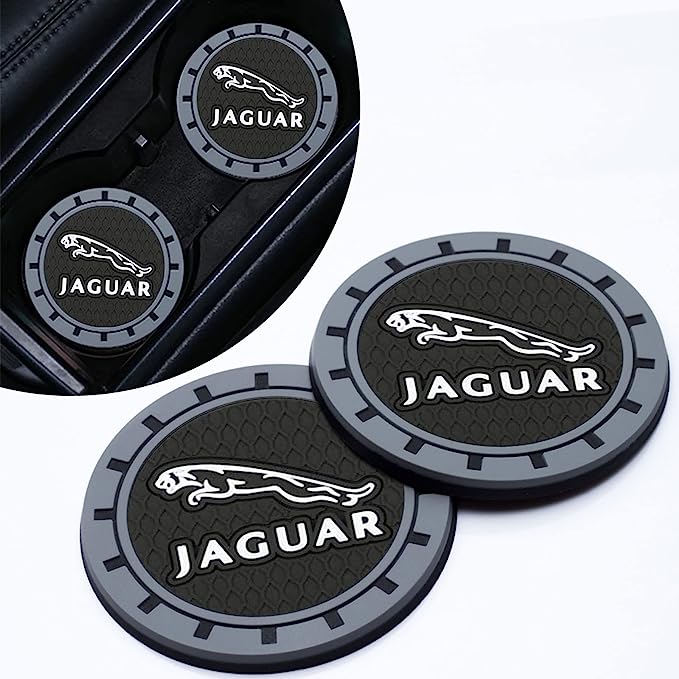 Car Cup Holder Coasters, Silicone Car Coasters, 2PCS for Jaguar , cup holders are of excellent grip that can prevent the cup from sliding, and help reduce the noise caused by the cup sliding while driving.