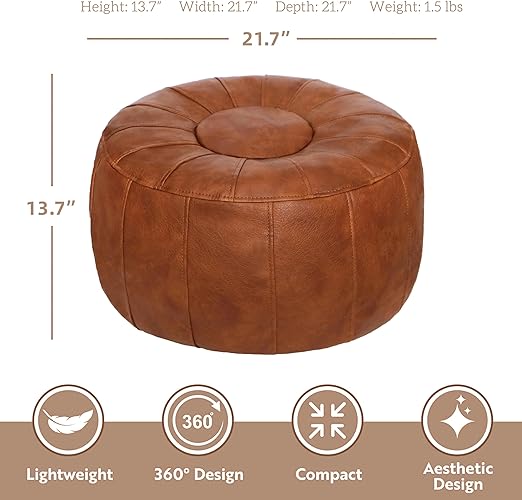invisible zipper design does not rub the floor when moving, zipper's durability make it easy for open and close.Faux Leather Large Storage Bean Bag Floor Chair Foot Rest for Living Room,  Unstuffed