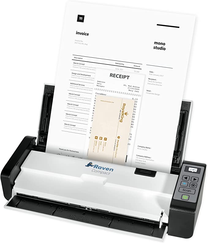 Raven Compact Document Scanner - Fast Duplex Scanning, Ideal for Home or Office, Scan to Mac or Windows PC, Includes Raven Desktop Software (USB + WiFi)