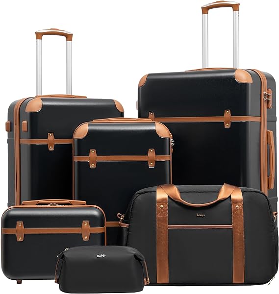 Carry On Luggage PC Hardside Luggage TSA Lock Spinner Wheels, six-piece set includes a range of luggage sizes ( 20’’, 24’’, and 28’’),