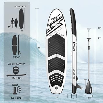 board improve overall speed, one big fin is removable, and two small fins are unremovable which are fixed on the board, Stand Up Paddle Board  Surf Control, Non-Slip Deck, Leash, Paddle and Pump for Youth & Adult