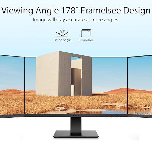 Find your best viewing position and stay comfortable by tilting the screen up to 5 degrees forward or 15 degrees backward.  24 Inch Computer Monitor Full HD 1920 x 1080p VA Display 75Hz 3000:1 Contrast Ratio with HDMI, VGA, Frameless, 75 x 75 mm