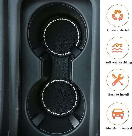 Coaster, Cup Holder  can be easily washed and brushed in the faucet, and then dried in the wind or sunlight, These car coasters for cup holders adopt a unique card slot design, which perfectly fits the car cup holder,