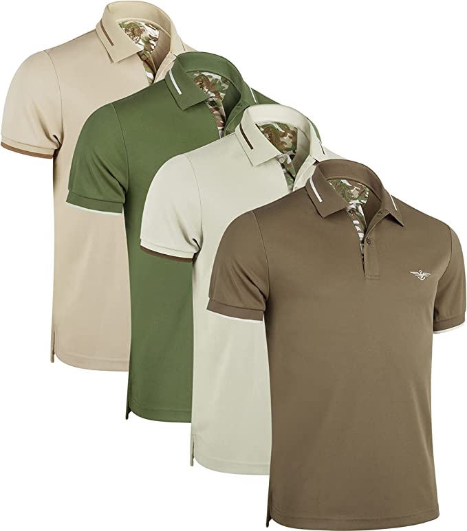 Mens Striped Short Sleeve Polo Shirts 4 Pack