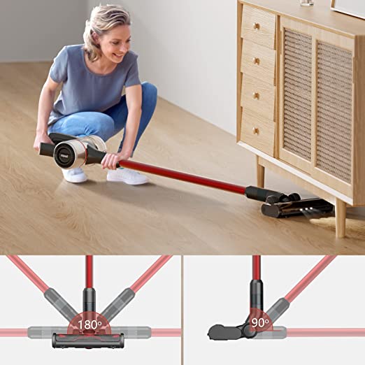 Lightweight Stick Vacuum with LED Display, Detachable Battery Up to 45 Mins Runtime, 350W Powerful Suction