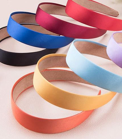 colorful satin headband with simple plain design, inside with soft cloth, help you fix your hair tightly and anti-slip, 18 Pcs Fashion Headbands for Women Girls, 1 Inch Satin Headbands Wide Non-slip Headband DIY